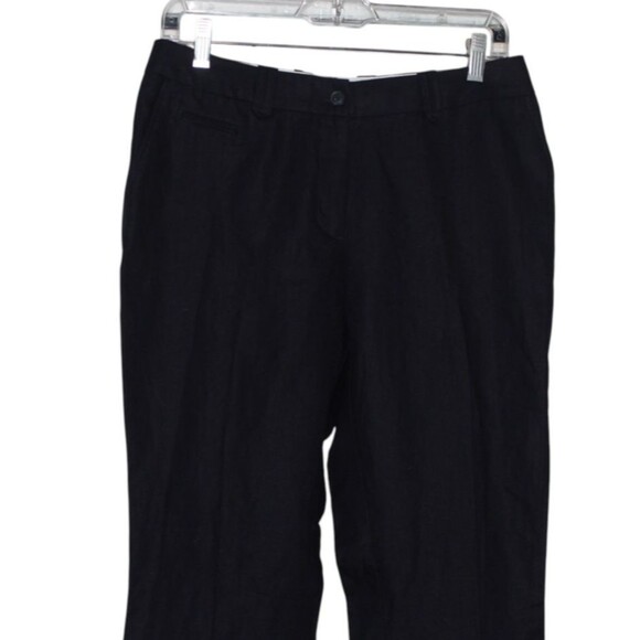 H&M Flare Leg Navy Blue Cotton Linen Blend Dress Pants Women's Size 8 - Picture 2 of 7